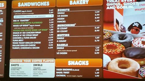 dunkin donuts menu and prices